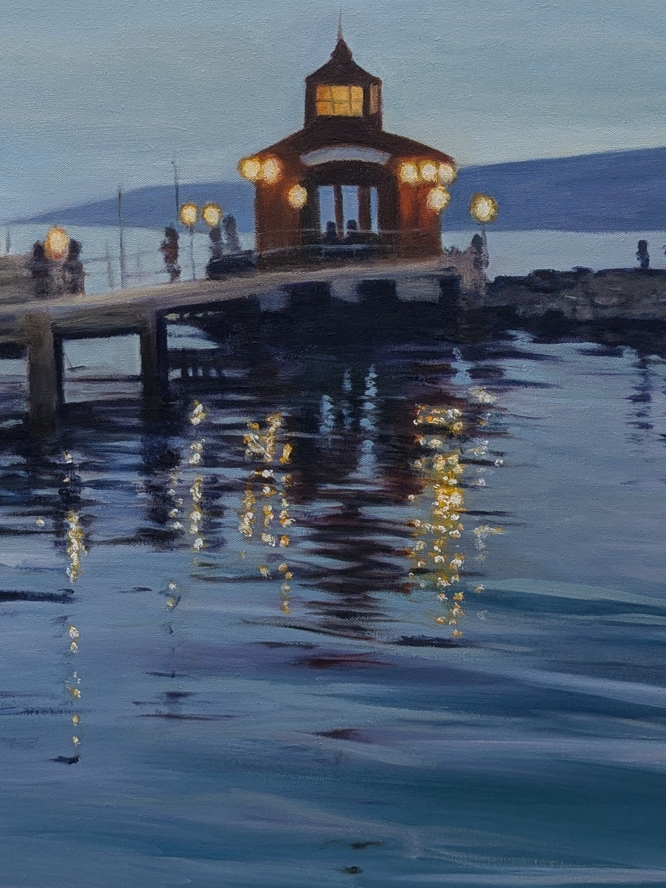 Harbor at Dusk, original oil painting