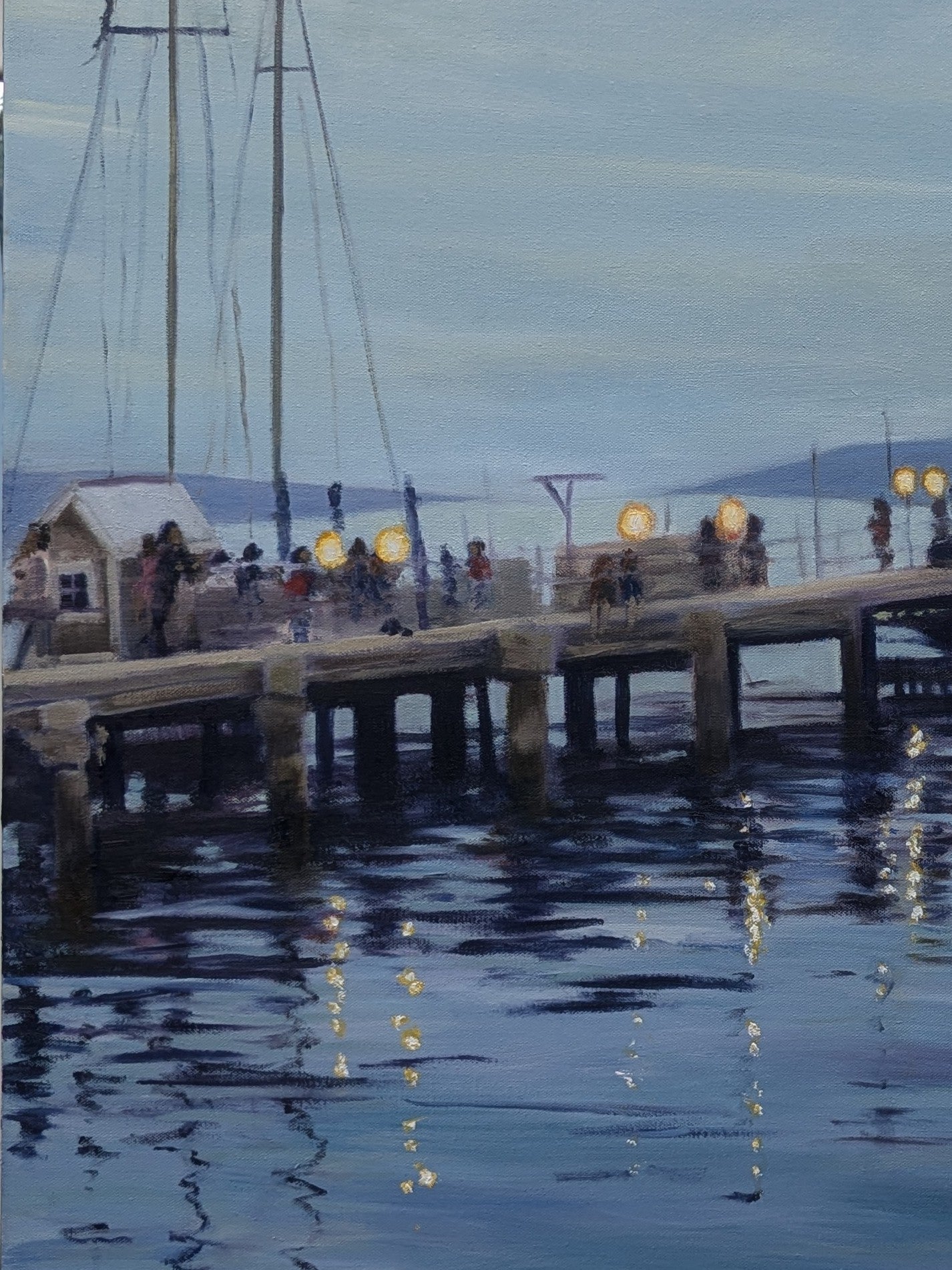 Harbor at Dusk, original oil painting