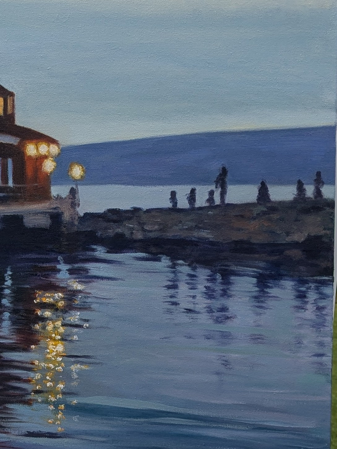 Harbor at Dusk, original oil painting