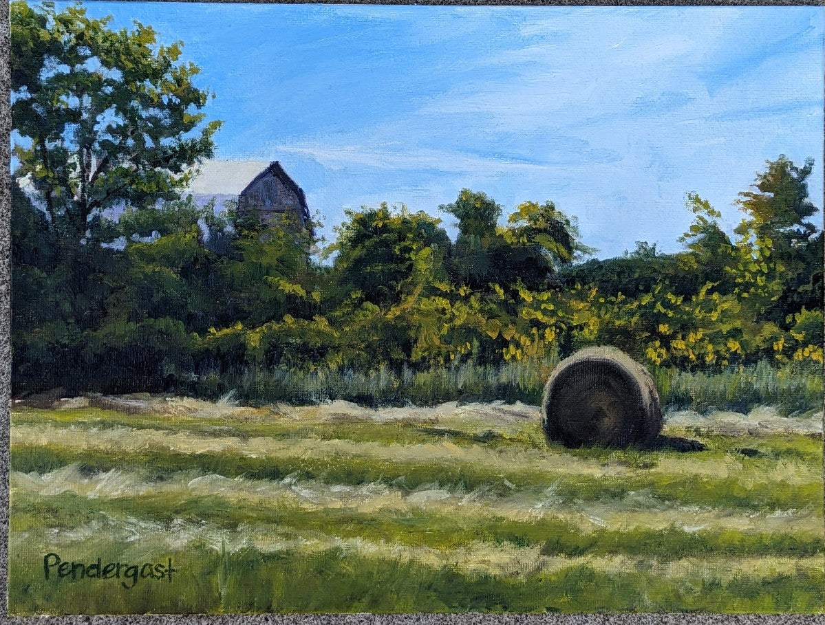 Lone Haybale, original oil painting