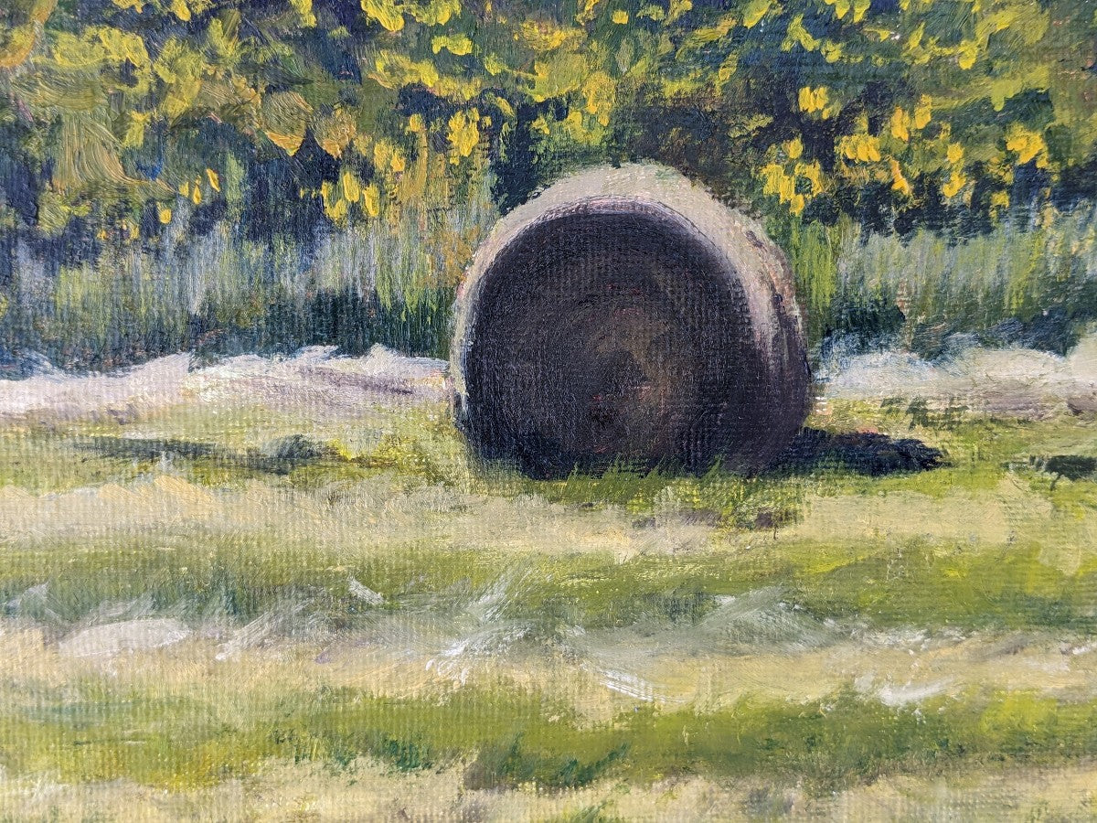 Lone Haybale, original oil painting