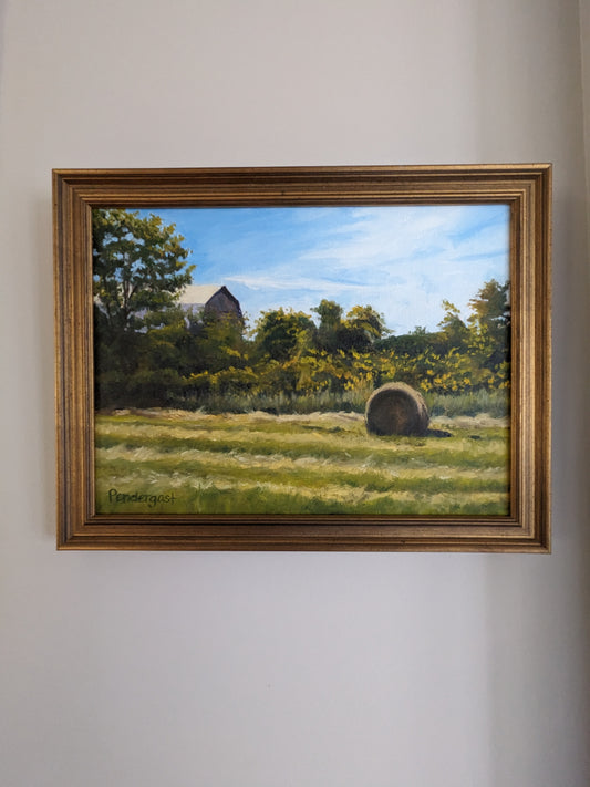 Lone Haybale, original oil painting