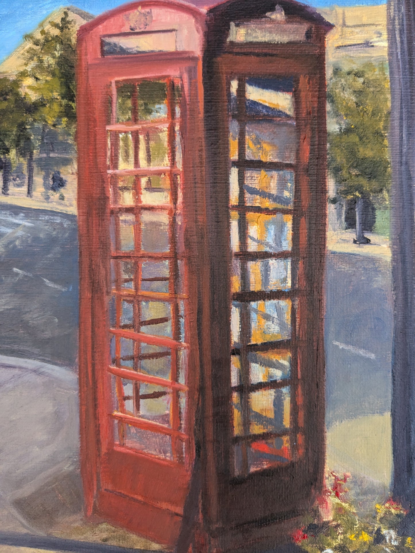 Phone Booth on Franklin, original oil painting