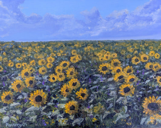 Sunflower Field, original oil painting